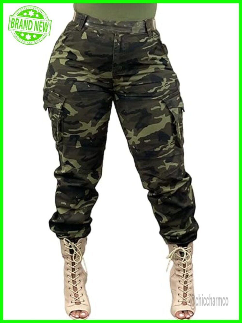 High Waisted Camo Cargo Pants with Pockets Jogger Sweatpants